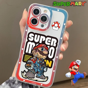 Super Mario Bros Silikónové Telefón Prípade Iphone15 14 13 12 11 Pro Max Plus Xsmax Cartoon Ochranný Kryt Anime Shockproof Prípade