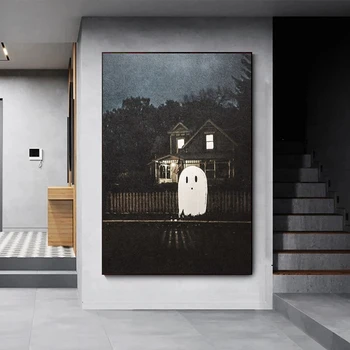 Zábavné Halloween Ghost Populárna Tradícia Umelecké Plátno na Maľovanie na Stenu Umenie Obrázky, Plagáty a Tlačí na Obývacia Izba Domáce Dekorácie