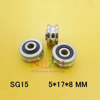 SG15-2RS U Groove kladka guľkové ložiská 5*17*8*9.75 mm Sledovať sprievodca valčekové ložiská SG15RS V17